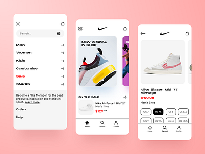 Nike app design app clean design ecommerce fashion flat glass ios minimal mobile mobile app mobile apps trend trend 2021 ui ui design ui designs uiux ux