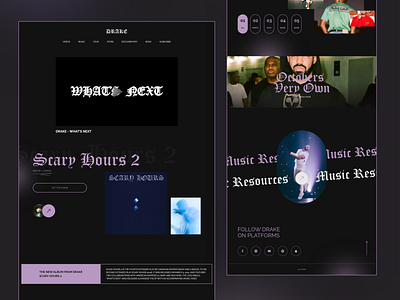 DRAKE · Website Concept branding clean dark design desktop music trend ui uiux ux web webdesign website