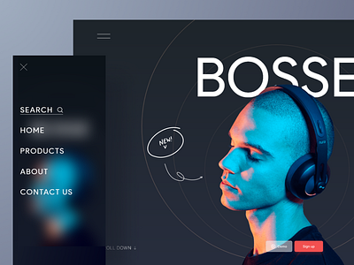 BOSSE - Audio equipment branding clean design ecommerce gradient home illustration landing minimal music shop spotify ui ux web