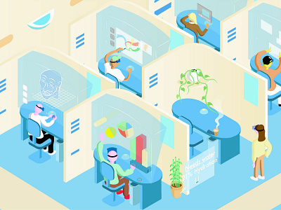 Virtual Reality In The Workplace 5g artificial intelligence design editoral illustration isometric startup tech tech company ui vector virtual reality web website