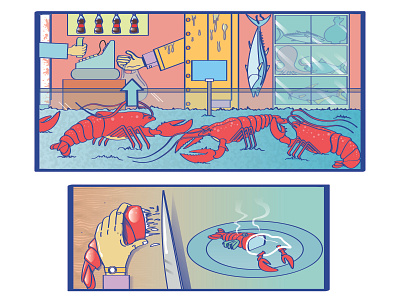 Lobster Dinner design editoral food food and drink gender health illustration japan japanese food japanese print lobster manga tech company ui vector