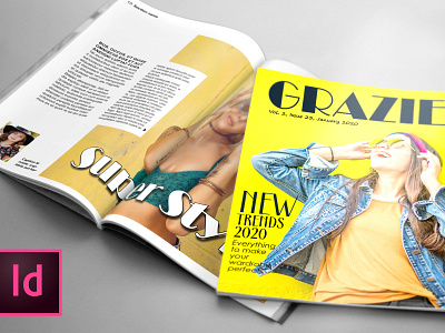 GRAZIE, Fashion Magazine Template brand branding design easy to use elegant graphic design identity indesign indesign template magazine magazine ad magazine cover magazine design magazine template template