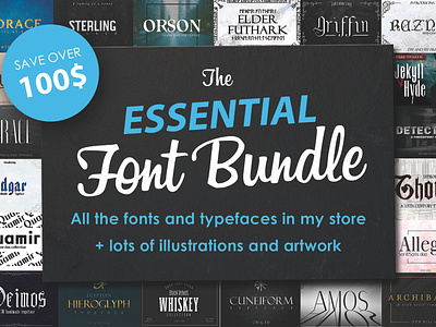 FONT BUNDLE: All my fonts for sale essential font font awesome font bundle font collection font design font family fonts typeface typeface bundle typeface collection typeface design typefaces typography