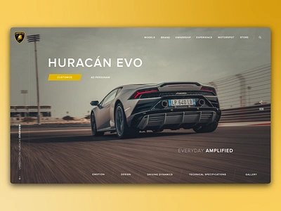 Lamborghini Huracan - Landing Page adobe illustrator branding design lamborghini lamborghini huracan minimal racing racing car sportscar ui design ux development web design website