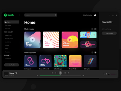 Redesigned desktop app for Spotify concept design mobile modern music playlist spotify ui uidesign uxdesign web