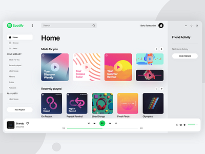Spotify Redesign (Light mode) album concept design music music player playlist spotify ui ux web design