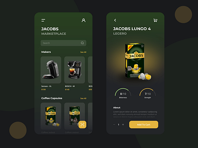 Jacobs mobile marketplace app coffee coffeeshop concept design jacobs market marketplace mobile modern shop ui ux
