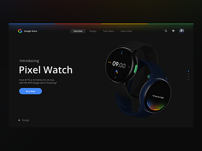 Google Pixel Watch Landing page 3d design concept design google pixel illustration landing page modern smartwatch ui ux vector