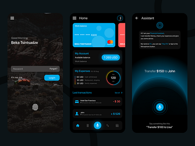 Concept design of Finance app artificial intelligence assistant bank banking concept design finance finance app modern money money app