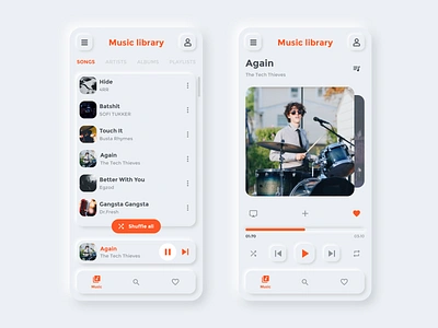 Music app - skeumorphic design mobile mobile app modernism music music app skeumorphic skeumorphism ui design