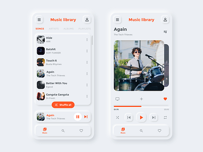 Music app - skeumorphic design