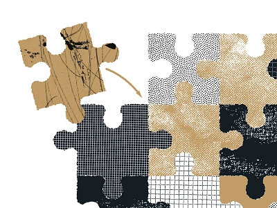 Puzzle Pieces collage design grit illustration puzzle spot illustration texture