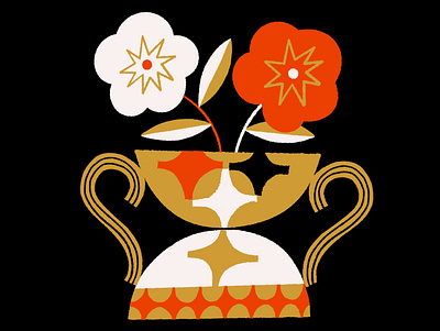 Vessel with Flowers color design illustration ipad procreate texture