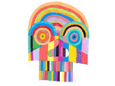 Psychedelic Skull color colors design illustration lines linestyle sketch sketchbook skull