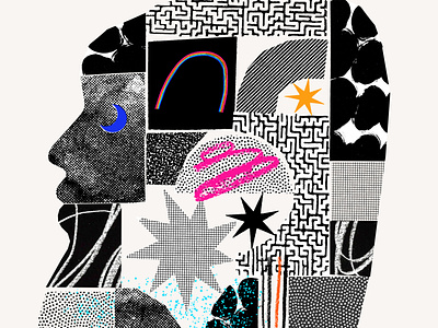 I Contain Multitudes collage color design illustration papercut pieces pride rainbow stamp texture