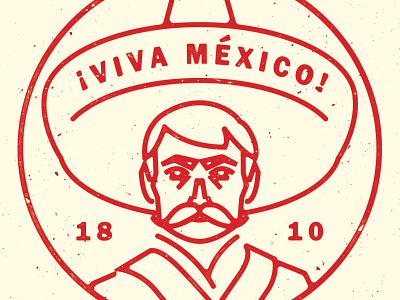 Viva Mexico! illustrator line mexico stamp