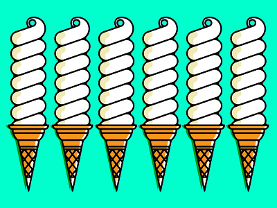 Soft Serve color cone dessert neon sweet teal vector