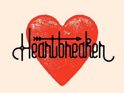 Heartbreaker 2016 illustration love stamp texture typography vector