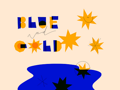 Blue & Gold blue collage personal play type typography vintage