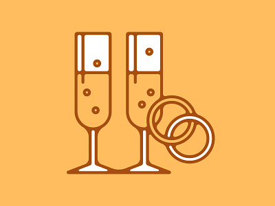 Champagne cheers icon illustration line vector wedding