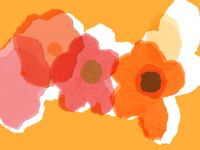 Blooming collage color design floral flower illustration orange torn paper