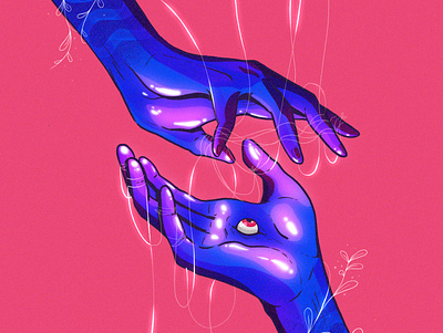 Magnetic Blue Hand blue blue hand digital digital art digital illustration digital painting eye eyeball female female hand female web feminist feminist art hand hand illustration illustration pink purple