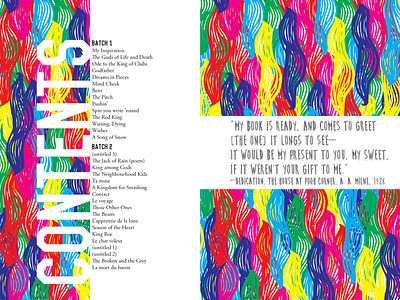 Book of poetry (table of contents) anthology book art book design colorful colorful design design novel poetry table of contents typography vector writing