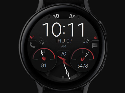 Minimal Black and Red Watch Face