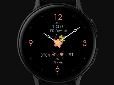 Minimal Black - Rose Flower Watch Face black design digital electronics flower galaxy watch galaxywatch3 graphic design illustration modern rose samsung smart smartwatch tech technology ui watch watchface wearable