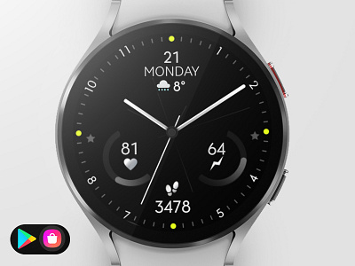 Minimal Black Watch Face black design digital electronics galaxy watch graphic design illustration minimal samsung smart smartwatch tech technology ui watch watchface wear os wearable