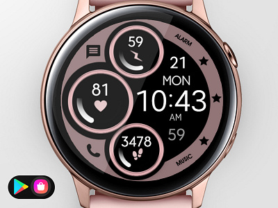 Rose Gold Watch Face design electronics galaxy watch graphic design illustration minimal modern pink rose gold samsung smart smartwatch tech technology ui watch watchface wearable