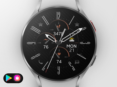 Classy and Modern Analog Watch Face analog black carbon classic classy dark design digital futuristic graphic design illustration modern samsung smartwatch sport technology ui watch watchface wear os