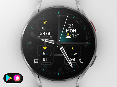 Analog Watch Face analog black design digital graphic design illustration samsung smartwatch sport technology ui watch watchface wear os