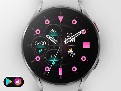 Analog Watch Face analog black design digital graphic design illustration samsung smartwatch sport technology ui watch watchface wear os