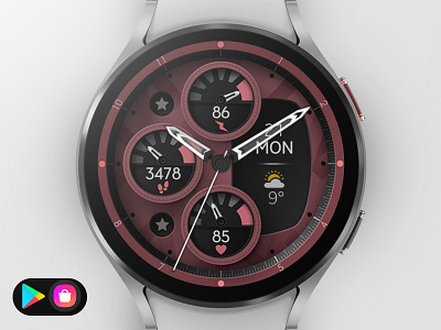 Analog Watch Face analog black design digital graphic design illustration samsung smartwatch sport technology ui watch watchface wear os