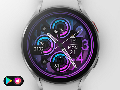 Colorful Analog Watch Face analog black design digital graphic design illustration samsung smartwatch sport technology ui watch watchface wear os