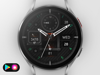 Carbon Analog Watch Face analog black carbon design digital graphic design illustration samsung smartwatch sport technology ui watch watchface wear os