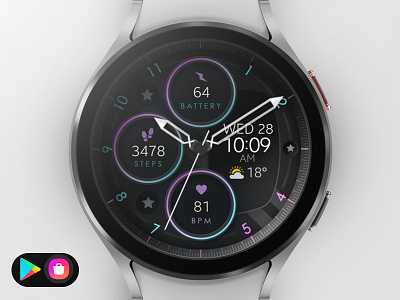 Colorful Analog Watch Face analog black design digital graphic design illustration samsung smartwatch sport technology ui watch watchface wear os