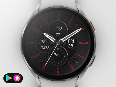 Analog Watch Face analog black design digital graphic design illustration red samsung smartwatch sport technology ui watch watchface wear os