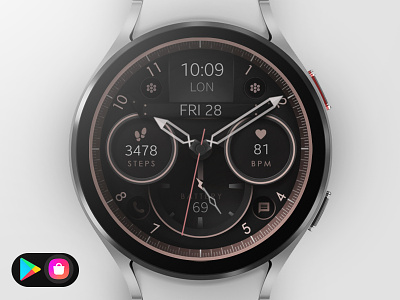 Watch Face Wear OS analog black classic design digital elegant graphic design illustration samsung smartwatch sport technology ui watch watchface wear os