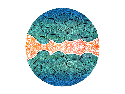 Ocean Flow Illustration circle element flow illustration line art linear movement ocean organic rapidograph sea shapes turquoise waves