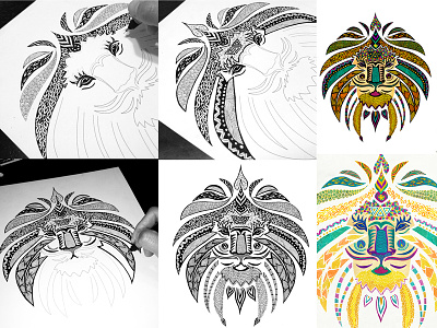 Emperor Tribal Lion Wip abstract animal animal illustration detailled ethnic lion rapidograph tribal tribal animal tribal art tribal illustration tribal lion