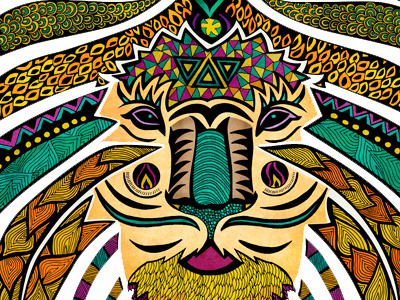 Emperor Tribal Lion animal animal illustration ethnic illustration lion multicolor rapidograph tribal tribal animal tribal lion