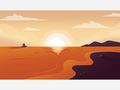 Sunset on the beach graphic design illustration vector