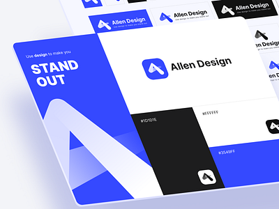 Allen design Brand identification app icon blue brand design brandmark design designer icon identification logo logo design logos logotype symbol