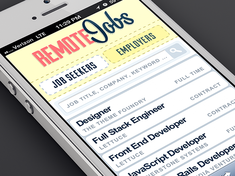Remote Jobs mobile styles by Joel Glovier on Dribbble