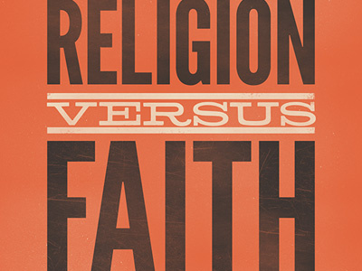 Religion vs Faith black book cover coffee service creme league gothic mcm hellenic orange typography vintage