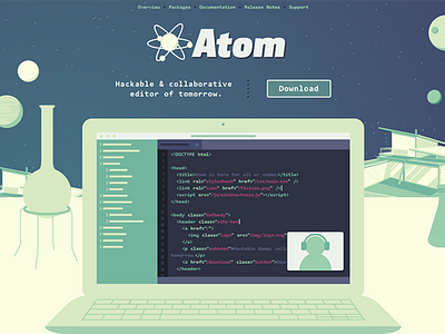 early Atom.io landing page concept