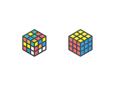rubik's cube illustration cube icon illustration isometric line rubiks