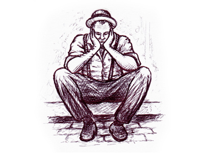 Sad Guy guy illustration pen sad sitting sketch